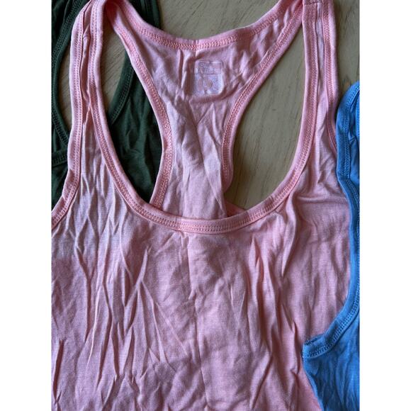 3* New Tan Tops Sexy Basics Women's Large Racerback PowerFlex Blue Peach Black - Picture 7 of 7